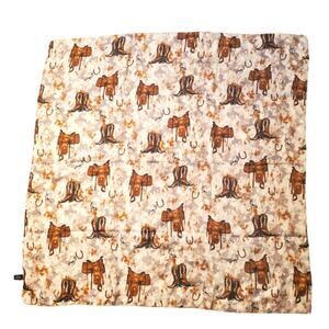 EUC Austin Accent Inc. Horse cowboy boots print 100% silk scarf 33.5" x33.5"